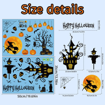 Halloween Spider & Skull Electrostatic Stickers for Party & Window Decor