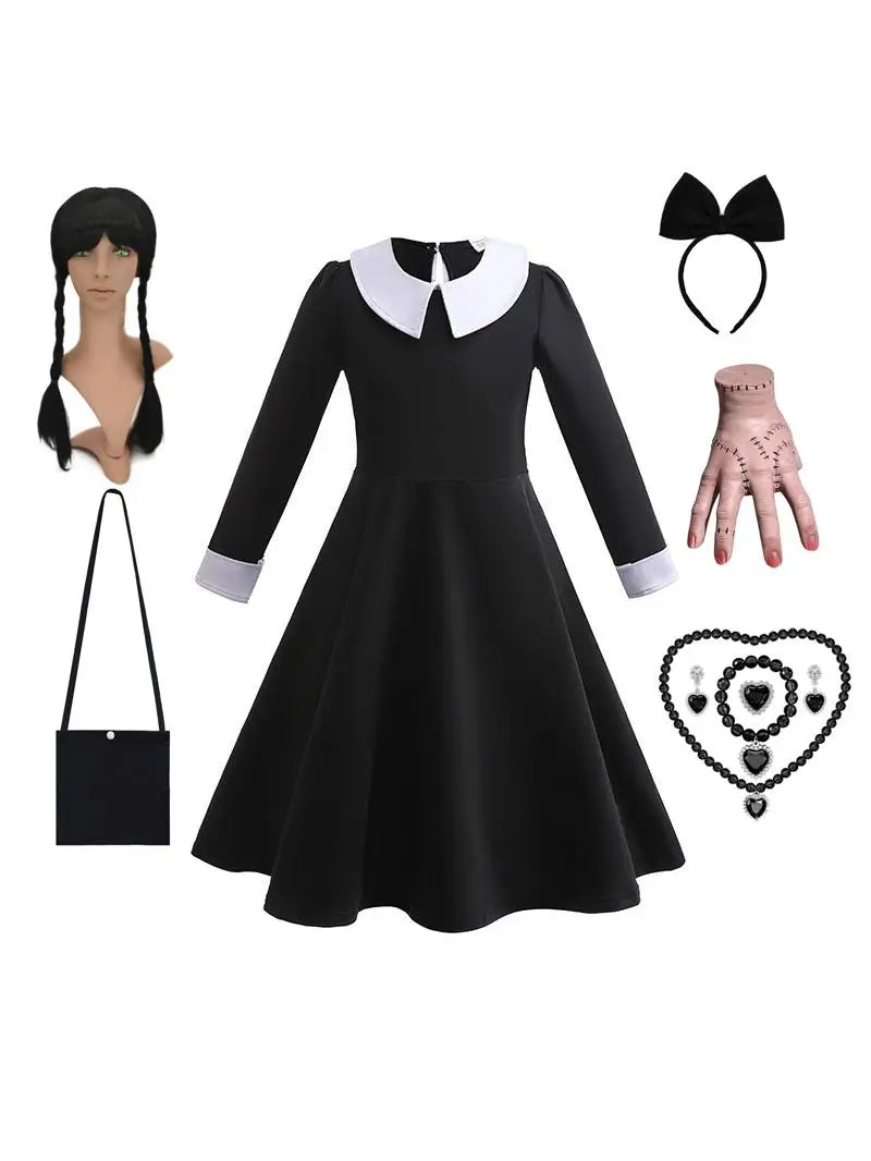 Purim Girls Wednesday Cosplay Dress Halloween Costume & Casual Summer Outfit