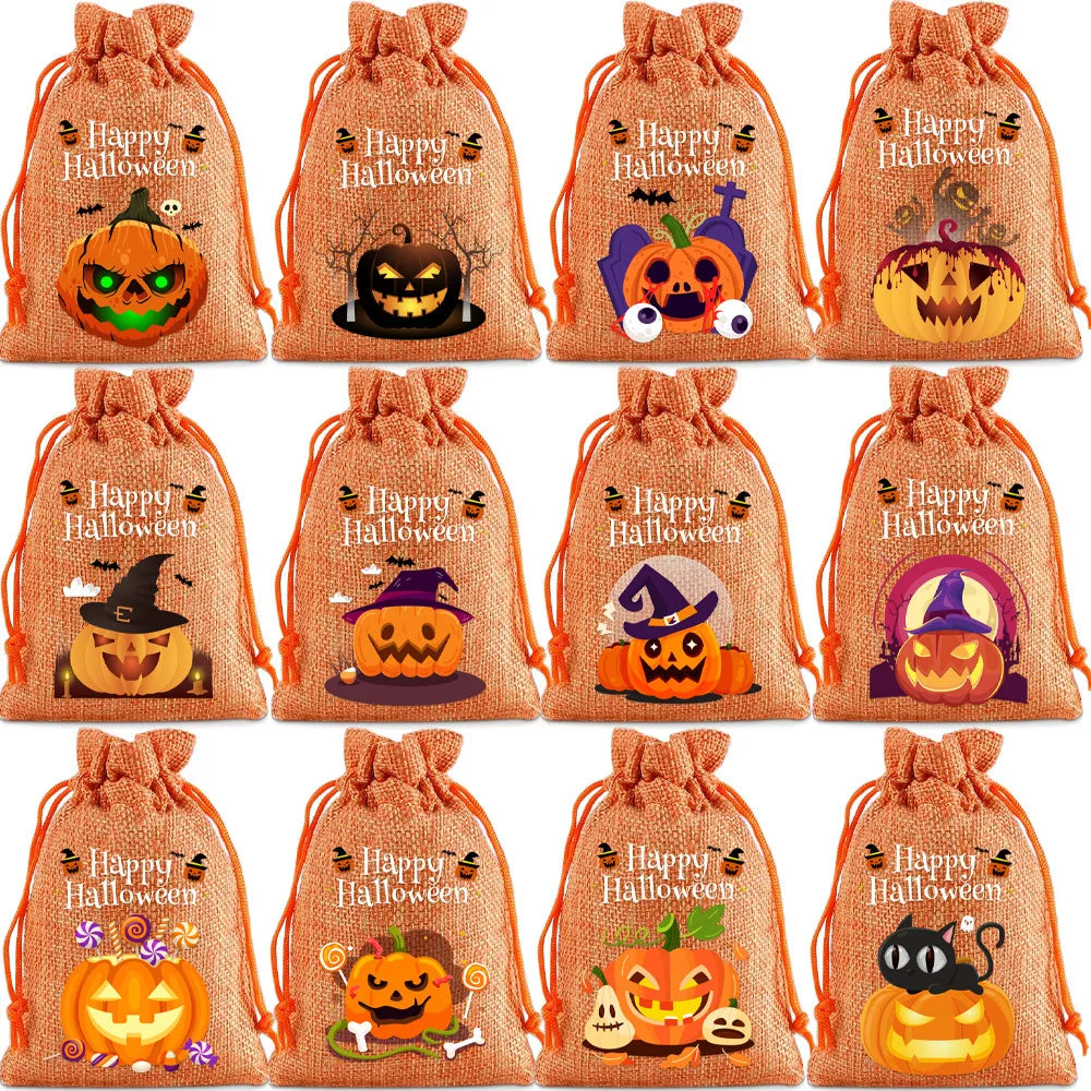 2025 New Halloween Drawstring Burlap Bag, Candy Chocolate Jewelry Gift Bag, DIY Wedding