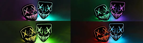 LED Light-Up Scary Halloween Mask for Cosplay & Parties