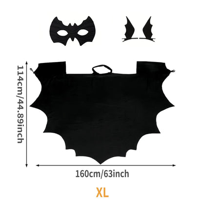 Halloween Bat Costume for Adults – Wing Cape, Eye Mask & Hair Clips