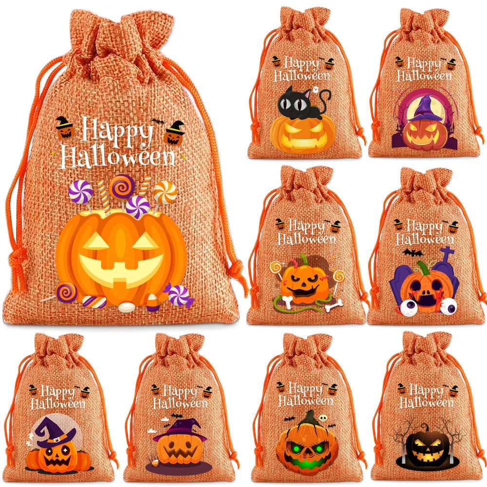 2025 New Halloween Drawstring Burlap Bag, Candy Chocolate Jewelry Gift Bag, DIY Wedding