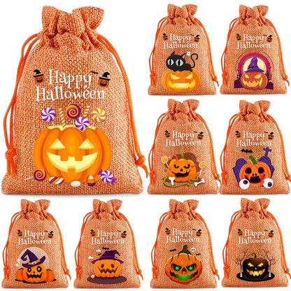 2025 New Halloween Drawstring Burlap Bag, Candy Chocolate Jewelry Gift Bag, DIY Wedding