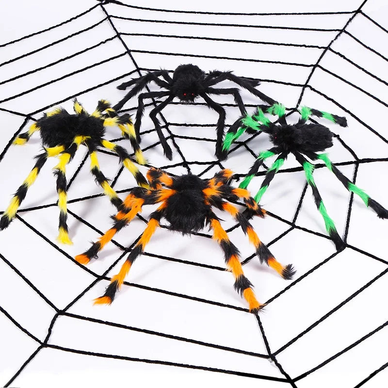 Giant Spider & Huge Web Halloween Decoration for Indoor & Outdoor Haunted Props