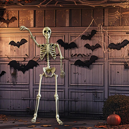 Life-Size Halloween Skeleton with Posable Joints for Garden & Spooky Photo Props