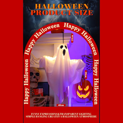 Halloween Light-Up Hanging Ghost Decorations for Tree, Window & Wall (50x40cm)