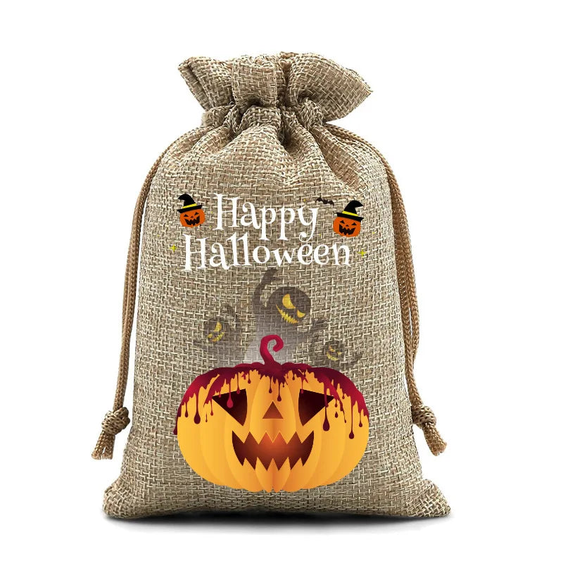 2025 New Halloween Drawstring Burlap Bag, Candy Chocolate Jewelry Gift Bag, DIY Wedding