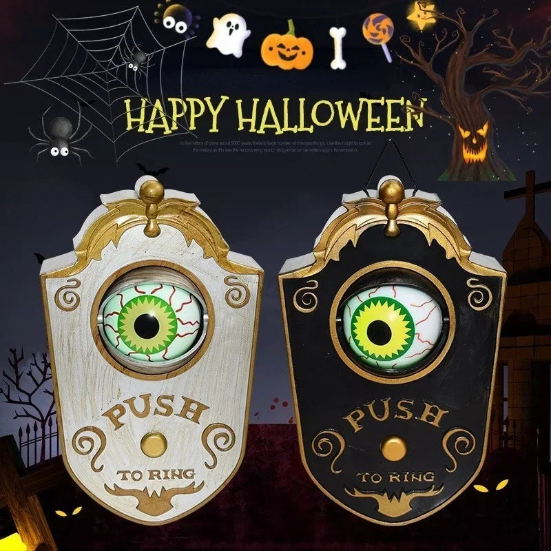 1/2PCS Halloween One-Eyed Doorbell Prop with Glowing Eyeball & Spider
