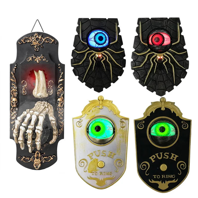 1/2PCS Halloween One-Eyed Doorbell Prop with Glowing Eyeball & Spider