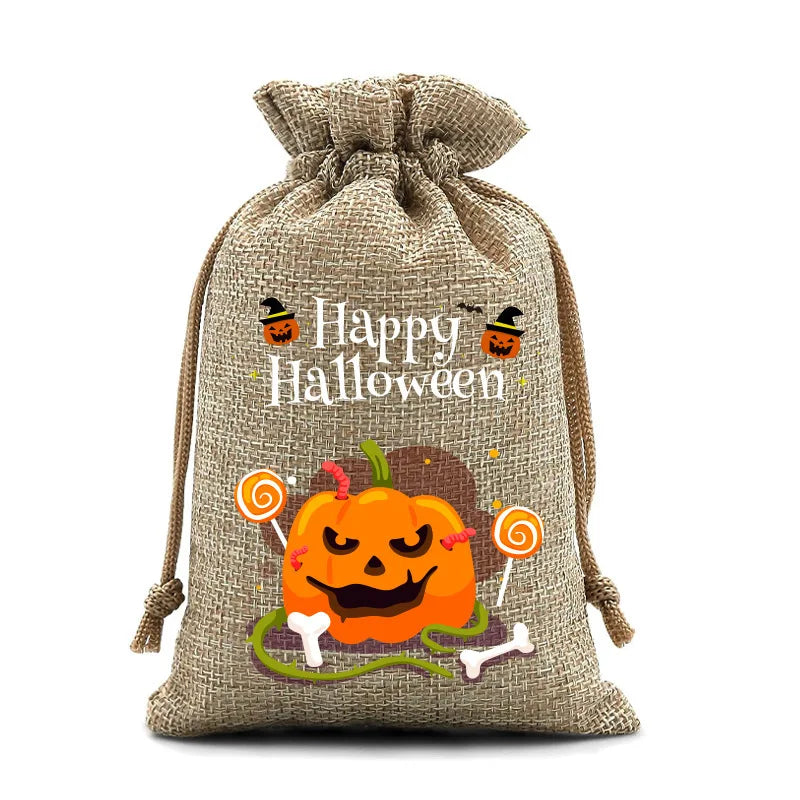 2025 New Halloween Drawstring Burlap Bag, Candy Chocolate Jewelry Gift Bag, DIY Wedding