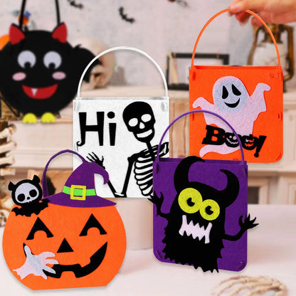 Felt Halloween Trick-or-Treat Bag with Spooky Pumpkin & Ghost Design