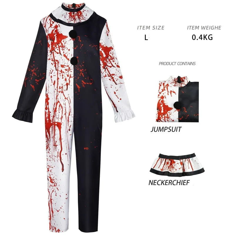 Adult Clown Terrifier Cosplay Costume, Halloween Masquerade Outfit