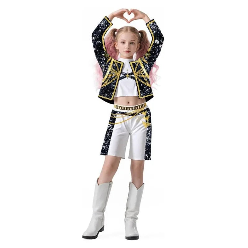 Kids Mira Rumi Zoey Cosplay Costume – Black Stage Outfit for Halloween