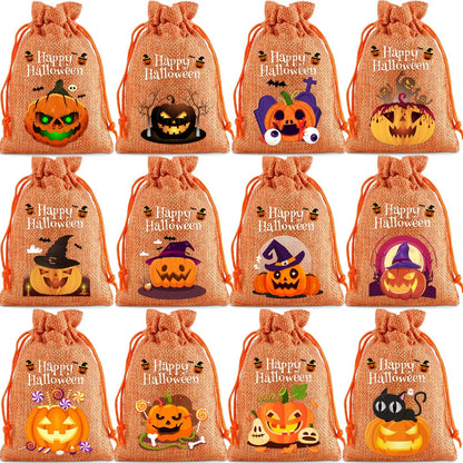 2025 New Halloween Drawstring Burlap Bag, Candy Chocolate Jewelry Gift Bag, DIY Wedding
