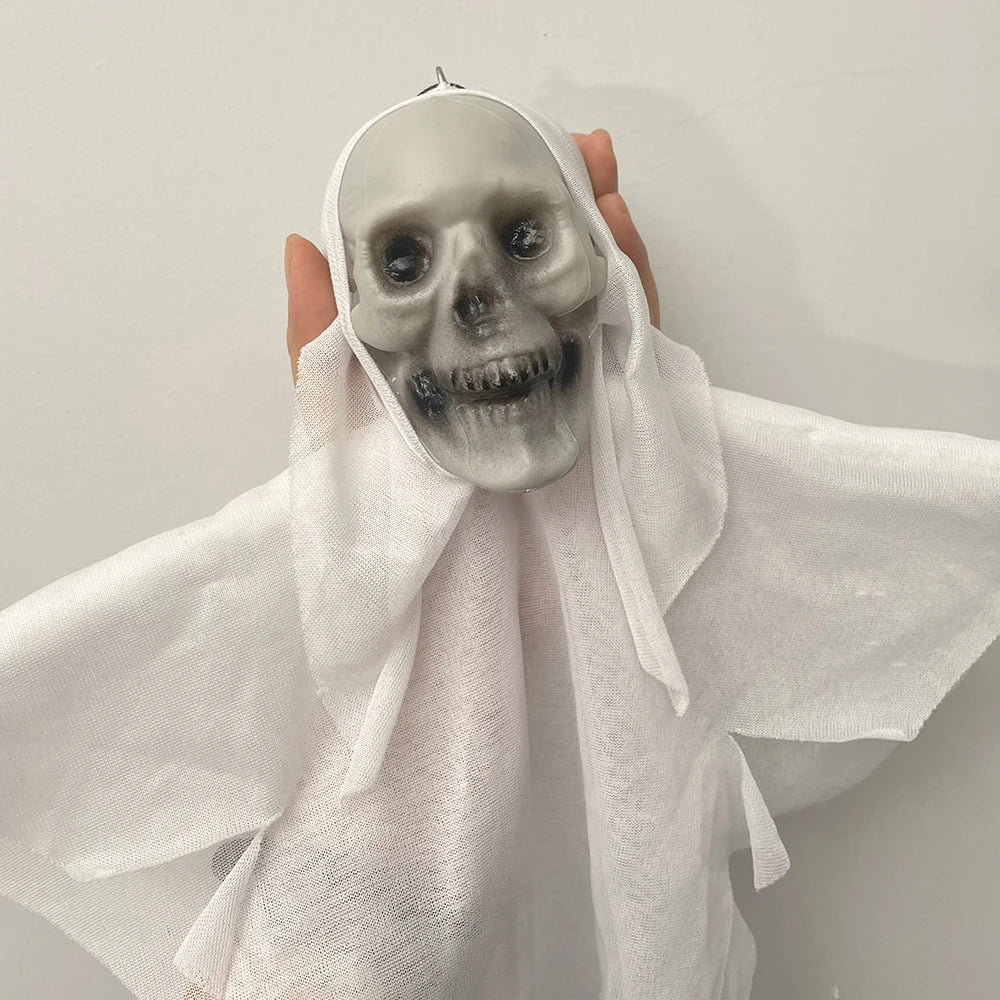 2PCS Halloween Hanging Skull Skeleton Ghost Decorations Horror Props