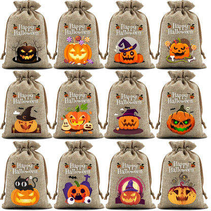 2025 New Halloween Drawstring Burlap Bag, Candy Chocolate Jewelry Gift Bag, DIY Wedding