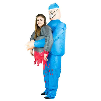 Halloween Inflatable Horror Surgeon Costume – Bleeding Ghost Hug Prop