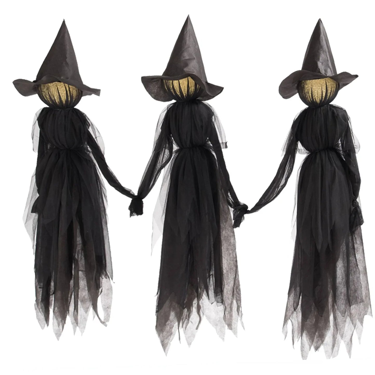 1.5M Light-Up Voice-Controlled Screaming Witches Halloween Decoration Holding Hands