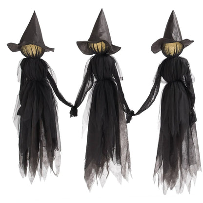 1.5M Light-Up Voice-Controlled Screaming Witches Halloween Decoration Holding Hands