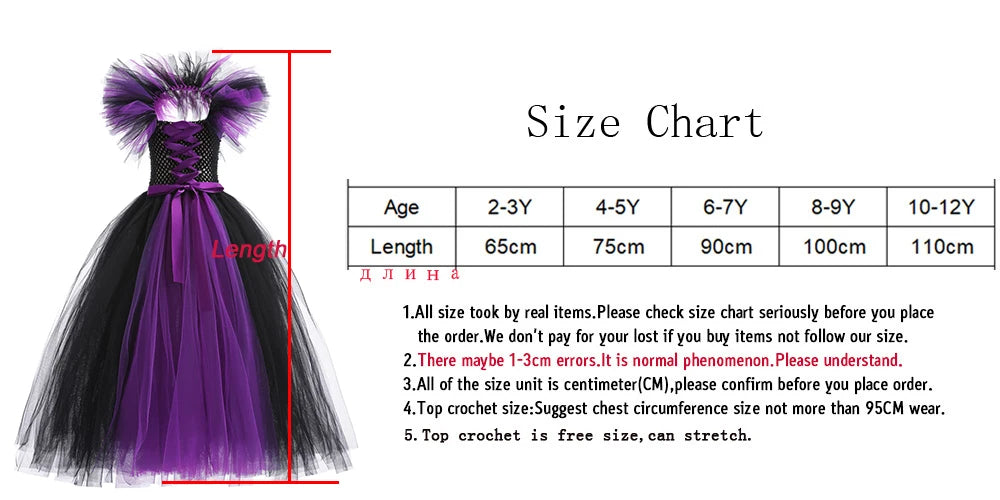 Maleficent Girls Halloween Cosplay Dress – Handmade Tulle Luxury Gown