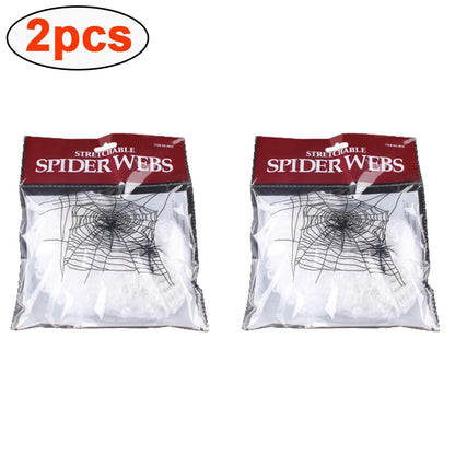 Halloween Super Stretch Spider Webs with Fake Spiders for Scary Party & Horror Decor