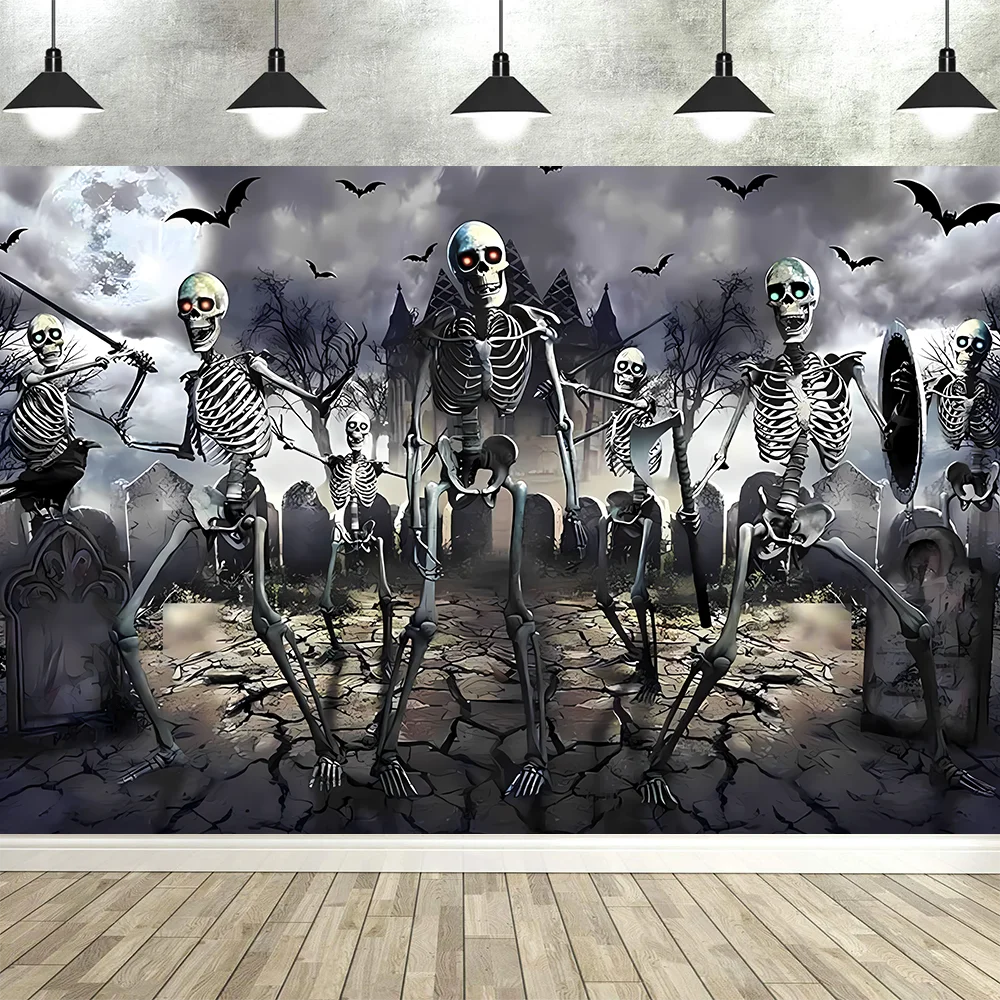 Zombie Horror Halloween Backdrop – Bloody Ghost Shadow Banner
