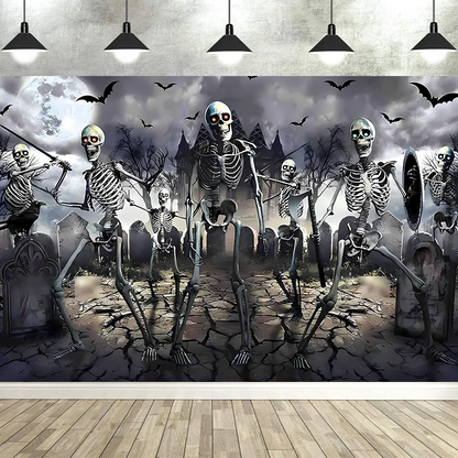 Zombie Horror Halloween Backdrop – Bloody Ghost Shadow Banner