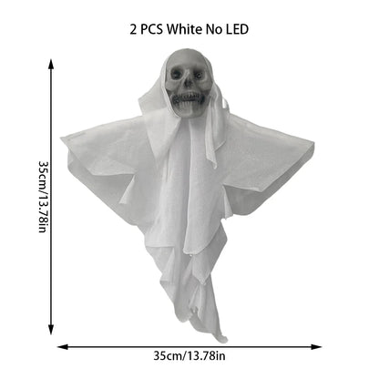 2PCS Halloween Hanging Skull Skeleton Ghost Decorations Horror Props