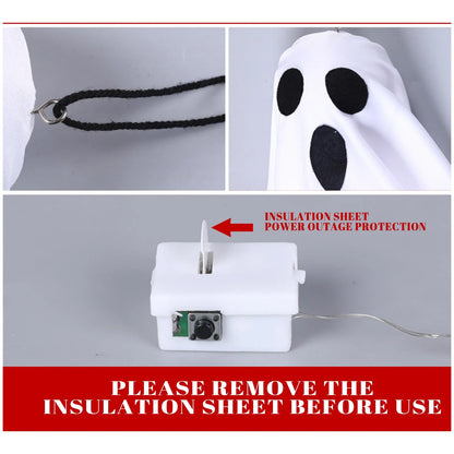 Halloween Light-Up Hanging Ghost Decorations for Tree, Window & Wall (50x40cm)