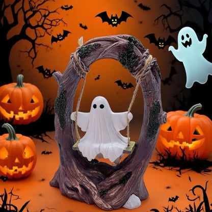 Halloween Swing Ghost Ornament, Spooky Ghost Statue Collectible