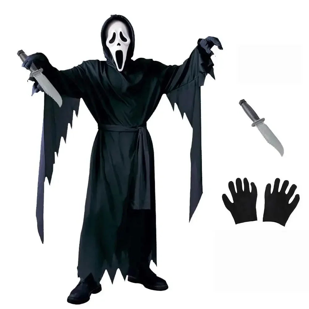 Kids Scream Costume, Halloween Ghostface Outfit for Boys & Teens
