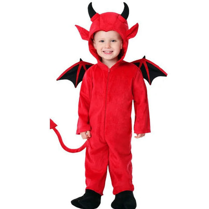 Halloween Red Devil Bat Costume – Cute Demon Cosplay for Kids