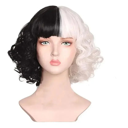 Kids Cruella Deville Costume, Black Dalmatian Jumpsuit, Halloween Party Dress for Girls (4-12 Years)