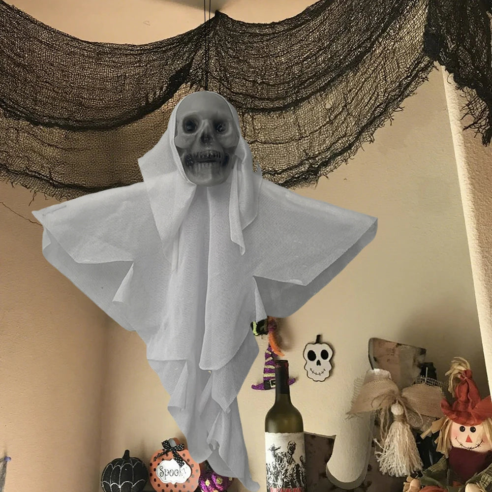 2PCS Halloween Hanging Skull Skeleton Ghost Decorations Horror Props