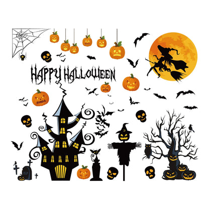 Halloween Spider & Skull Electrostatic Stickers for Party & Window Decor