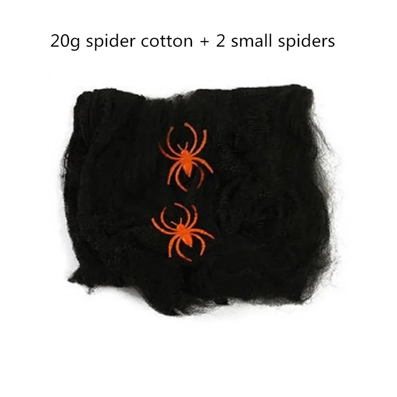 Giant Halloween Black Spider (30/90/150cm) with Web for Home & Haunted House Decor