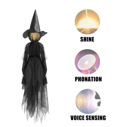 Halloween Colorful Glow 3 Hand-Holding Witches Sound-Activated Light-Up Decoration