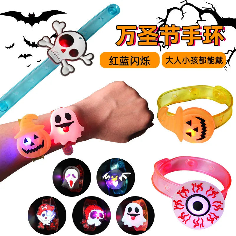 10/20PCS Cute Glowing Halloween Rings & Bracelets for Kids Party Decoration