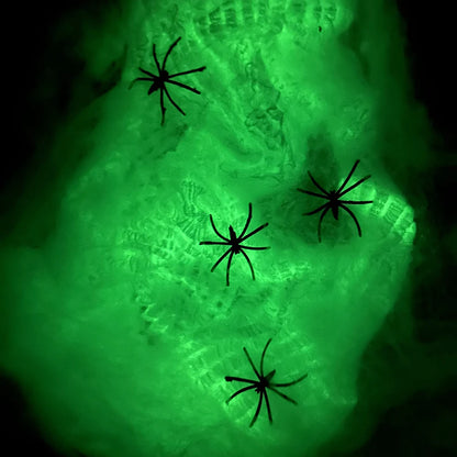 Halloween Glow-in-the-Dark Fluorescent Spider Webs Outdoor Horror Decoration