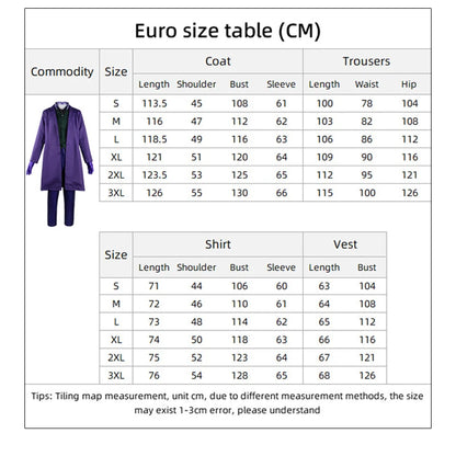 BEAST KINGDOM Movie Joker Cosplay, Purple Suit & Green Wig, Halloween Party Costume,