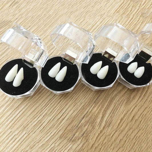 1 Pair Vampire Teeth Fangs Halloween Costume Props with Denture Adhesive