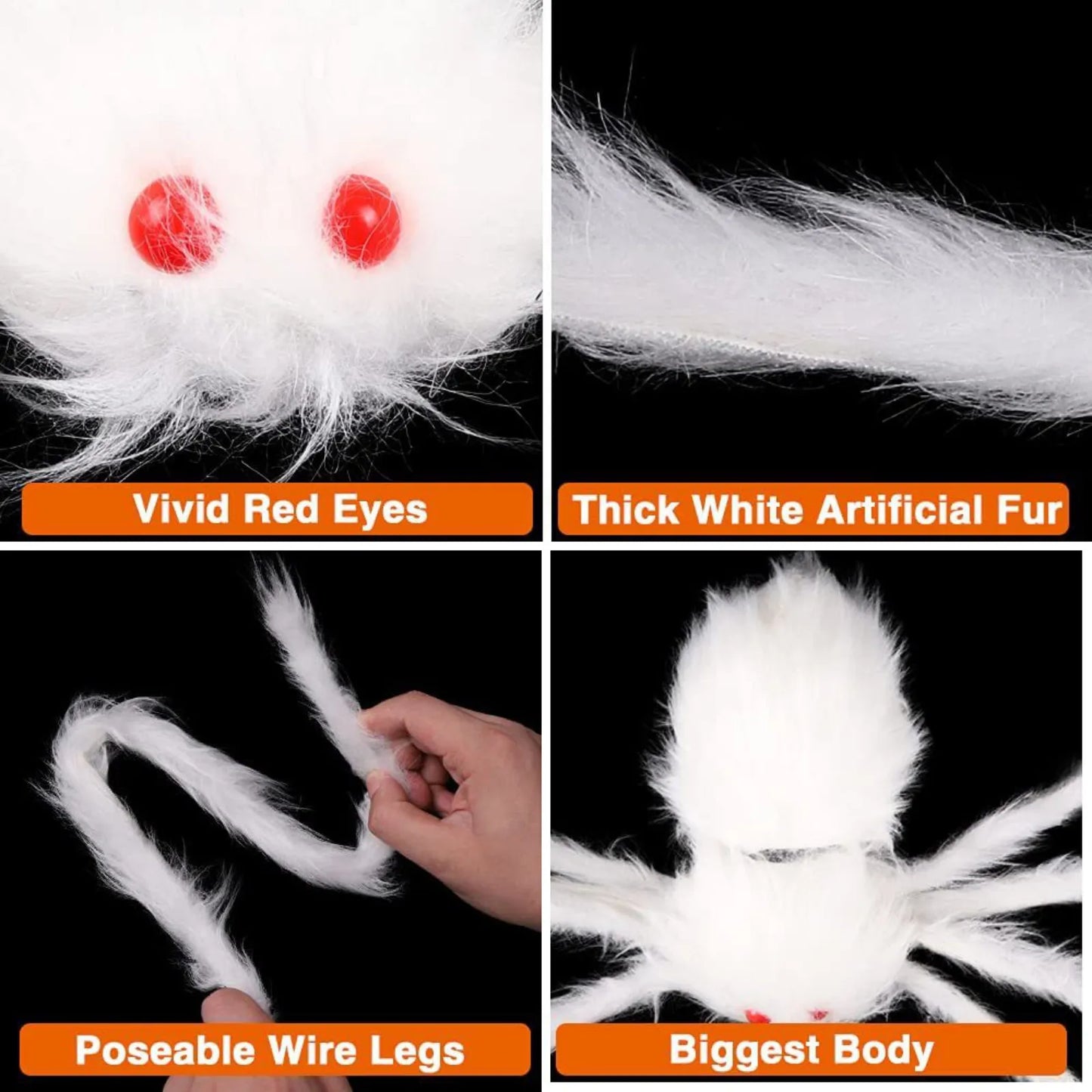 Big Plush White Giant Spider Halloween Horror Party Prop Outdoor Decoration