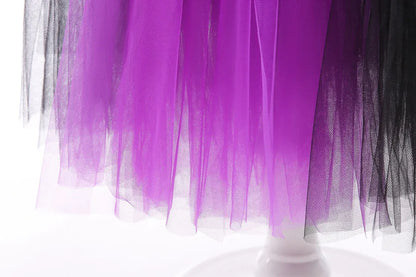 Girls Maleficent Cosplay Costume, Handmade Woven Tulle Dress, Luxury Halloween Gown