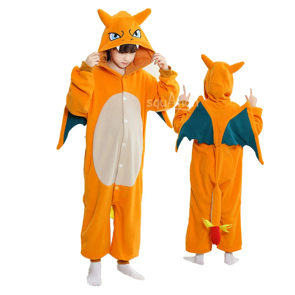 Anime Dragon Charizard Onesie for Kids, Halloween Costume & Cosplay Pajama