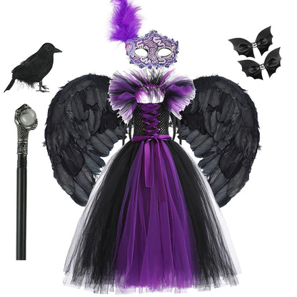 Maleficent Girls Halloween Cosplay Dress – Handmade Tulle Luxury Gown