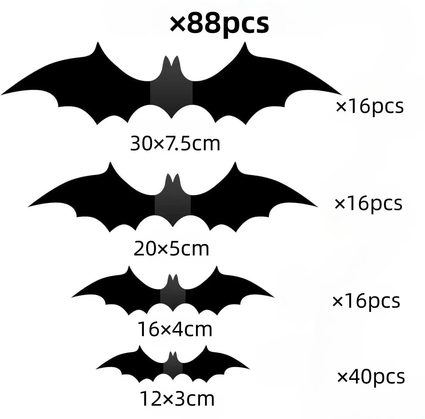 3D PVC Bat Wall Stickers – Halloween Scary Decorations & Party Props
