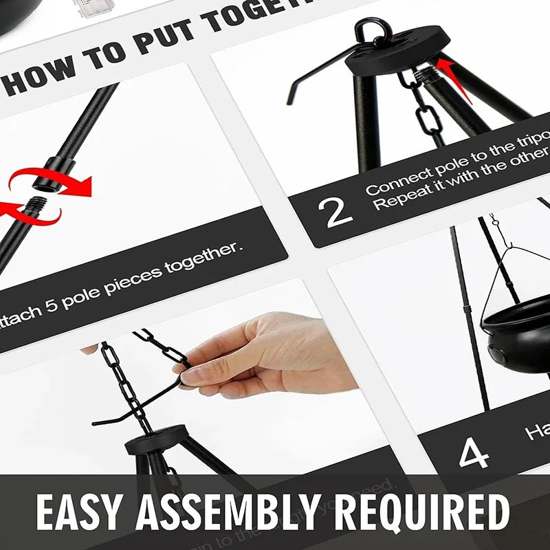 7.87" Witch's Cauldron with Tripod & Lights Halloween Candy Bucket Decoration