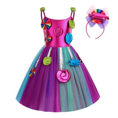 Candy Princess Halloween Dress with Headband & Candy Scepter, Sweet Party Costume