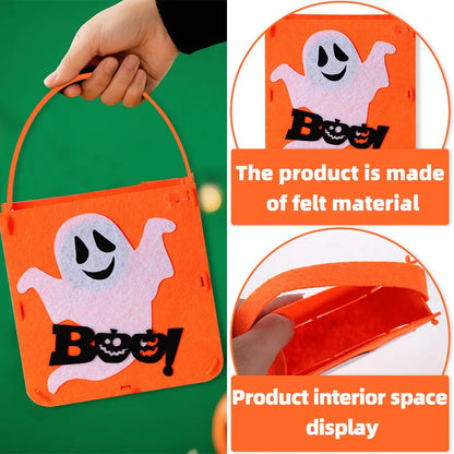 Felt Halloween Trick-or-Treat Bag with Spooky Pumpkin & Ghost Design