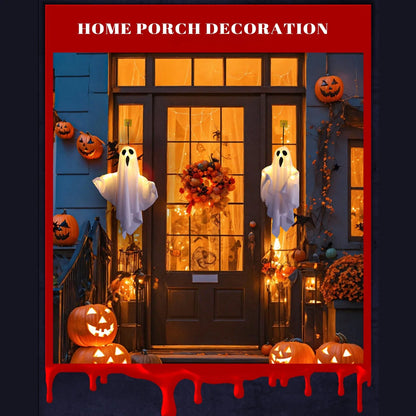 Halloween Light-Up Hanging Ghost Decorations for Tree, Window & Wall (50x40cm)